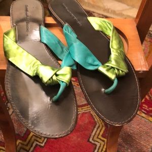 DVF green leather sandal